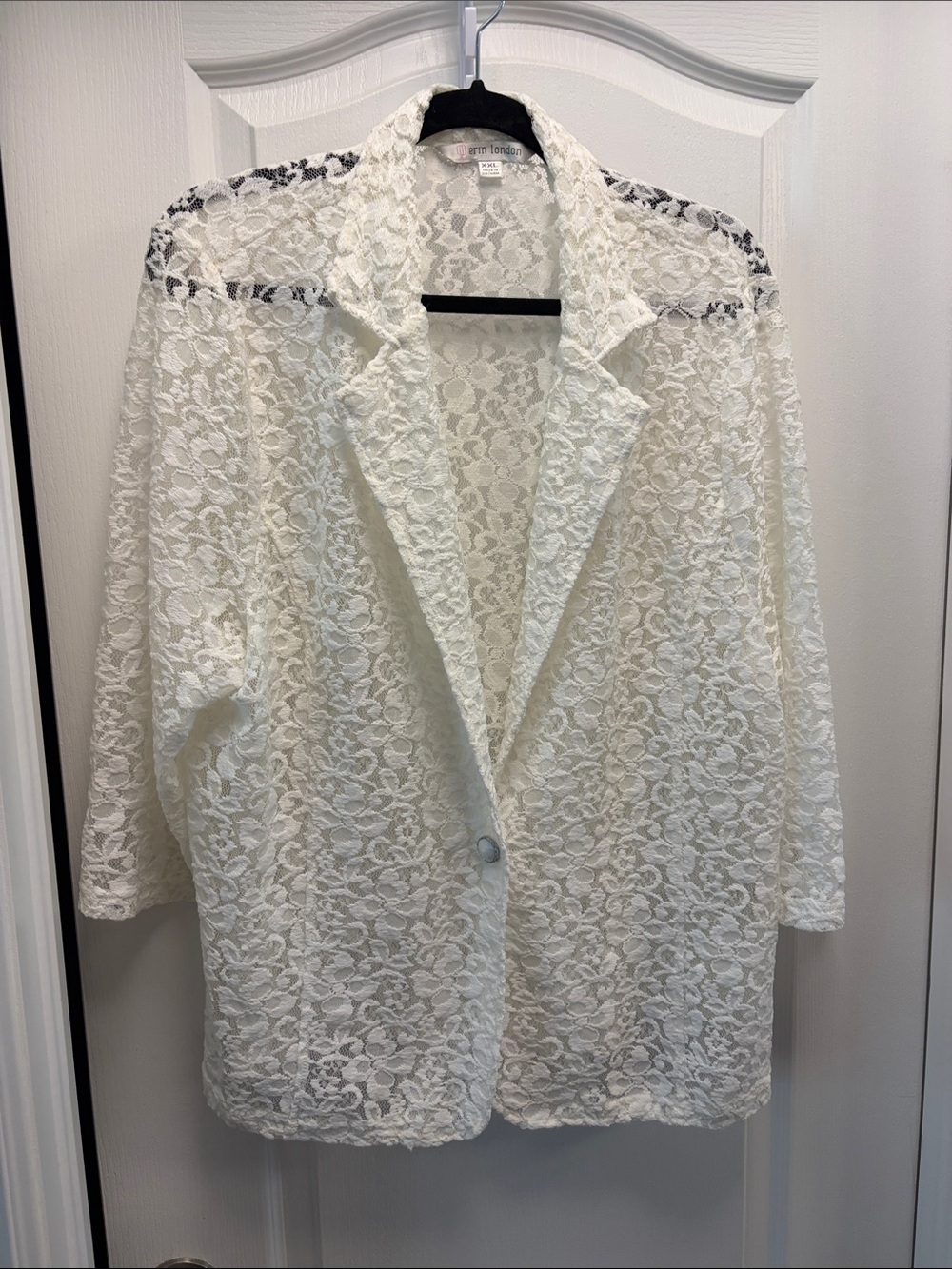 erin london White Lace Blazer Jacket